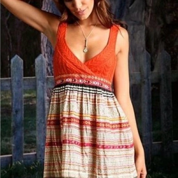 Free People Dresses & Skirts - Rare Free People Vintage Romantic V Neck Sweater Festival Market Boho Dress 2 S